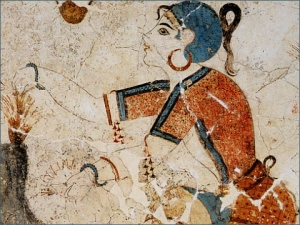 A girl fro Knossos gathering saffron (not a monkey)